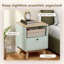 HOMCOM Modern Nightstand Set Of 2, Bedside Table With Drawer And Open Shelf