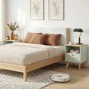HOMCOM Modern Nightstand Set Of 2, Bedside Table With Drawer And Open Shelf