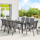 Outsunny 9 Pieces Patio Dining Set With Stackable Chairs, Dark Grey