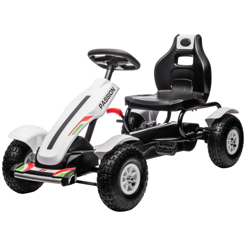 HOMCOM Children Pedal Go Kart for Ages 5-12 Years - White