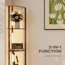 HOMCOM Corner Floor Lamp with Dimmable Warm White LED Light, Rustic Brown