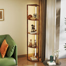 HOMCOM Corner Floor Lamp with Dimmable Warm White LED Light, Rustic Brown