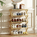 HOMCOM Bamboo Shoe Rack, Folding Shoe Shelf
