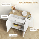 HOMCOM Kitchen Island with Drop Leaf, Rolling Kitchen Storage Trolley, White
