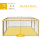 PawHut Rabbit Hutch, Folding Wooden Rabbit Run With Openable Top, Natural