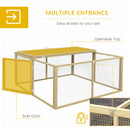 PawHut Rabbit Hutch, Folding Wooden Rabbit Run With Openable Top, Natural