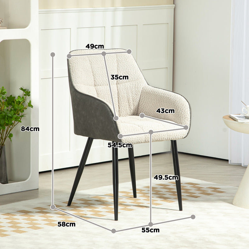 HOMCOM Cream White Accent Chair w/ Foot Pads and Chenille Fabric Arm Chair