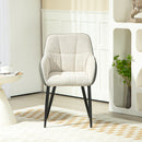 HOMCOM Accent Chair W/ Foot Pads And Chenille Fabric Arm Chair - Cream White/Black