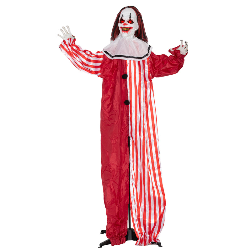 Outsunny Sound Activated Halloween Animatronics Clown with Red Light Up Eyes