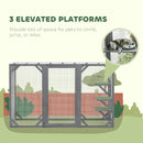 PawHut 71"Wooden Cat House with 3 Platforms, Large Door for Multiple Cats