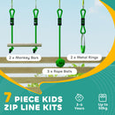 AIYAPLAY 3 Piece Kids Zip Line Kit for Garden, 10m Length, Up to 50kg