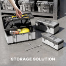 HOMCOM 3 Pieces Tool Case Set, 23\" 19\" 16\" Stainless Steel Tool Boxes