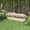 Outsunny Galvanised Raised Garden Bed with Safety Edging, Cream White
