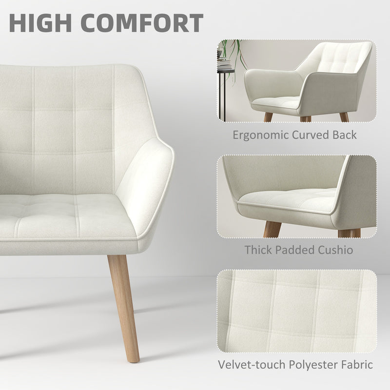 HOMCOM Velvet-Feel Pink Accent Chair With Arms Slanted Back Wood Legs