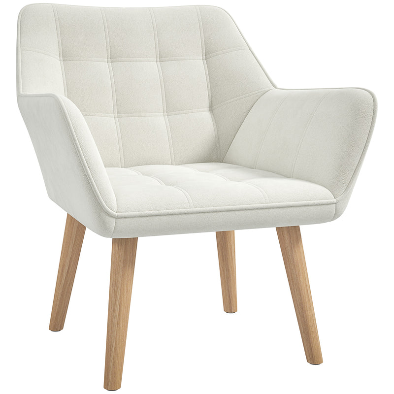 HOMCOM Velvet-Feel Pink Accent Chair With Arms Slanted Back Wood Legs