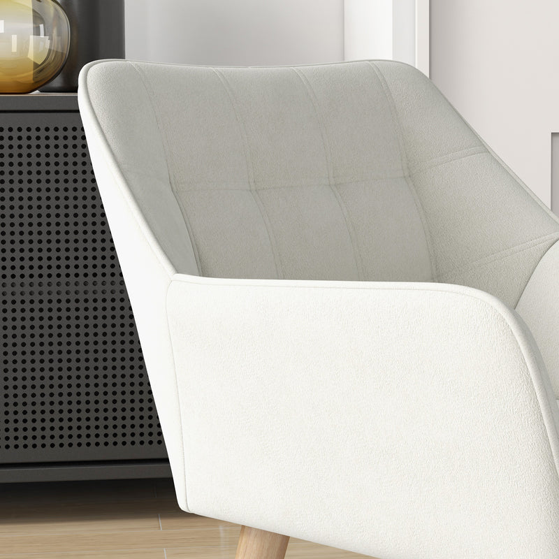 HOMCOM Velvet-Feel Pink Accent Chair With Arms Slanted Back Wood Legs