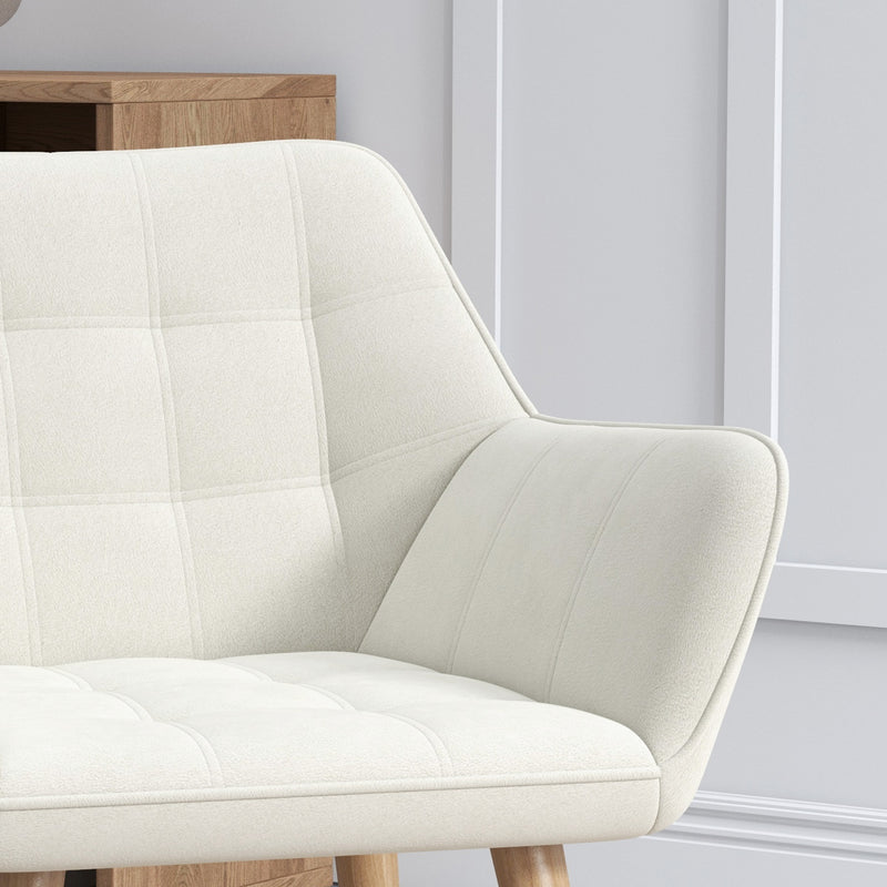 HOMCOM Velvet-Feel Pink Accent Chair With Arms Slanted Back Wood Legs