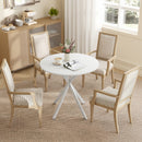 HOMCOM 80cm Round Dining Table, Industrial Kitchen Table With Steel Legs