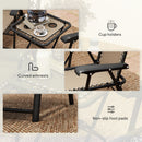 Outsunny 3 Pieces Folding Garden Bistro Set with Cup Holders, Khaki