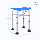 HOMCOM Aluminium Shower Stool for Elderly Disabled Non-Slip Bath Stool Blue