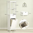HOMCOM Slim Bathroom Storage Unit with Tilt-Out Laundry Cabinet Drawer White