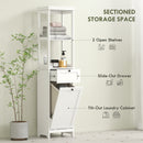 HOMCOM Slim Bathroom Storage Unit with Tilt-Out Laundry Cabinet Drawer White