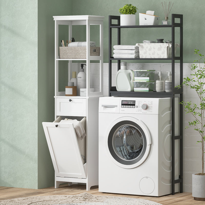 HOMCOM Slim Bathroom Storage Unit with Tilt-Out Laundry Cabinet Drawer White