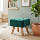 HOMCOM Modern Footstool, Fabric Foot Rest with Rubber Wood Legs, Dark Green