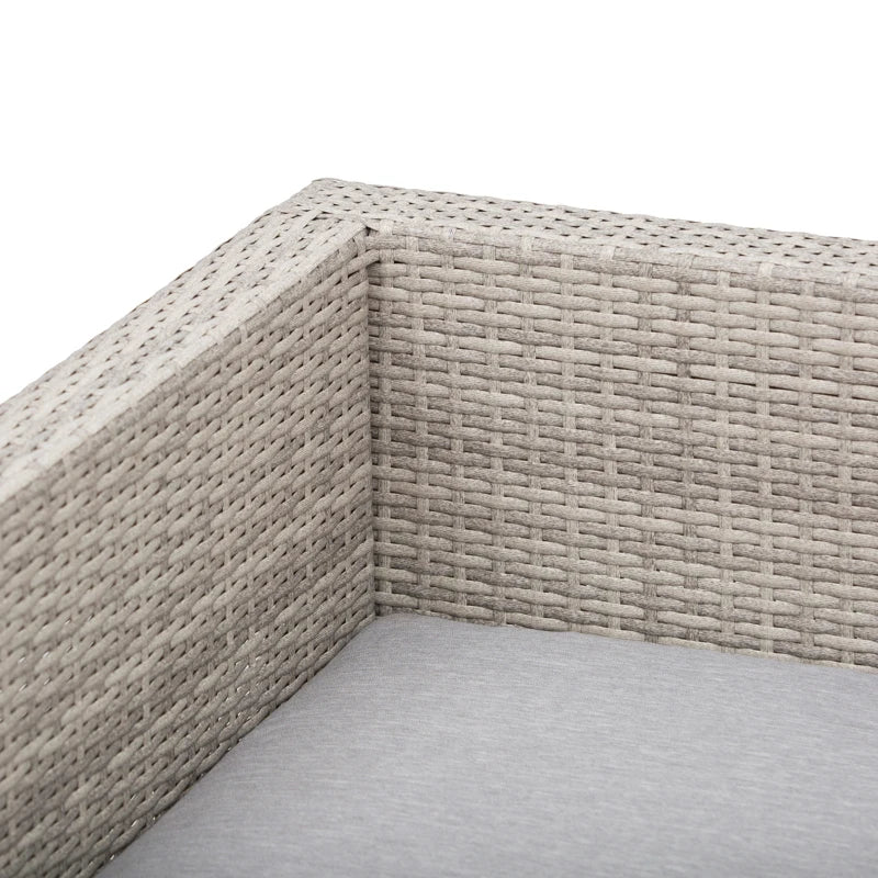 Outsunny Rattan Wicker Corner Sofa Set - Light Grey