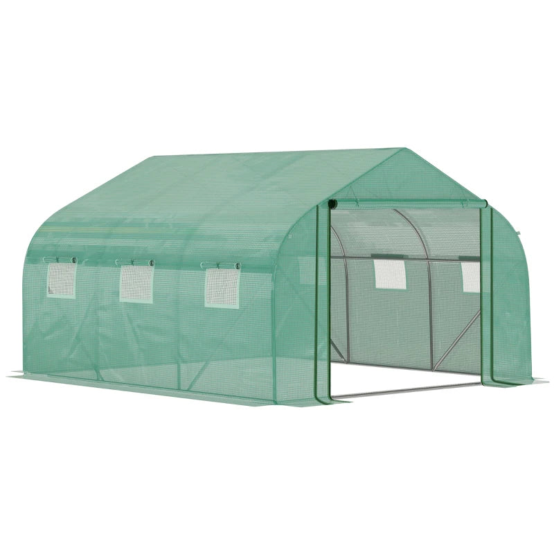 Outsunny Greenhouse Polytunnel 3.5x3x2m - Green