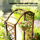 Outsunny Wooden Garden Arch With 2 Planter Boxes, Decorative Garden Arbor
