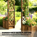 Outsunny Wooden Garden Arch With 2 Planter Boxes, Decorative Garden Arbor