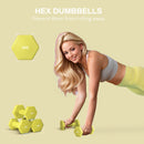 SPORTNOW Set of 2 Hexagonal Dumbbells Weights Pair, 2 x 1kg, Yellow