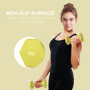 SPORTNOW Set of 2 Hexagonal Dumbbells Weights Pair, 2 x 1kg, Yellow