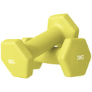 SPORTNOW Set of 2 Hexagonal Dumbbells Weights Pair, 2 x 1kg, Yellow