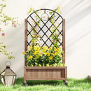 Outsunny Wooden Raised Bed, Outdoor Planter Box w/ Metal Trellis