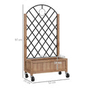 Outsunny Wooden Raised Bed, Outdoor Planter Box w/ Metal Trellis
