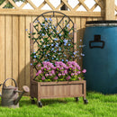 Outsunny Wooden Raised Bed, Outdoor Planter Box w/ Metal Trellis