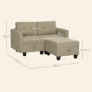 HOMCOM Modular Sectional Sofa with Storage, 2 Seater Sofa Set