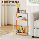 HOMCOM 3-Tier Slim End Table, Tool-Free Assembly, Natural Wood Finish