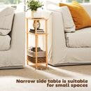 HOMCOM 3-Tier Slim End Table, Tool-Free Assembly, Natural Wood Finish