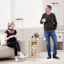 HOMCOM 3-Tier Slim End Table, Tool-Free Assembly, Natural Wood Finish
