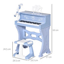 HOMCOM kids Electronic Piano Keyboard with Stool and Microphone - Blue