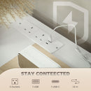 HOMCOM Boucle Chest of Drawers, 2 USB & 2 AC Ports, 8 Drawers Dresser