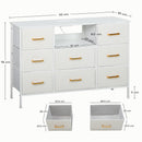 HOMCOM Boucle Chest of Drawers, 2 USB & 2 AC Ports, 8 Drawers Dresser