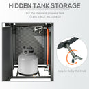 Outsunny Square Propane Gas Fire Pit Table, 50000 BTU Rattan Smokeless Firepit Patio Heater with Protective Cover, Lava Rocks and Lid, 71cm x 71cm x 62cm, Black