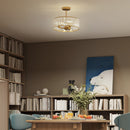 HOMCOM Semi Flush Mount Modern Crystal Chandelier Ceiling Light