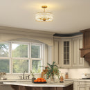 HOMCOM Semi Flush Mount Modern Crystal Chandelier Ceiling Light