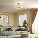 HOMCOM Semi Flush Mount Modern Crystal Chandelier Ceiling Light