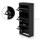 HOMCOM Slim Shoe Storage Cabinet with 3 Flip Drawers for Entryway, Black